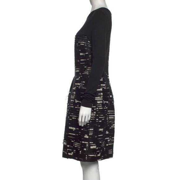 PIAZZA SEMPIONE Black Cream Wool Blend Knit and Textured Dress - Size 8 (M) - Picture 9 of 10